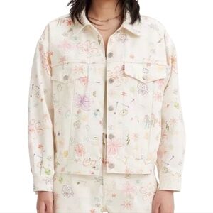 Levis Original‎ Style Trucker AOP All Over Print Floral Denim Jean Women Large